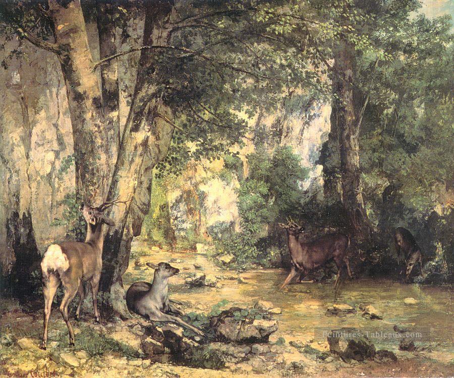 L’abri des Chevreuils au ruisseau de Plaisir Fontaine Doubs Réaliste peintre Gustave Courbet Peintures à l'huile